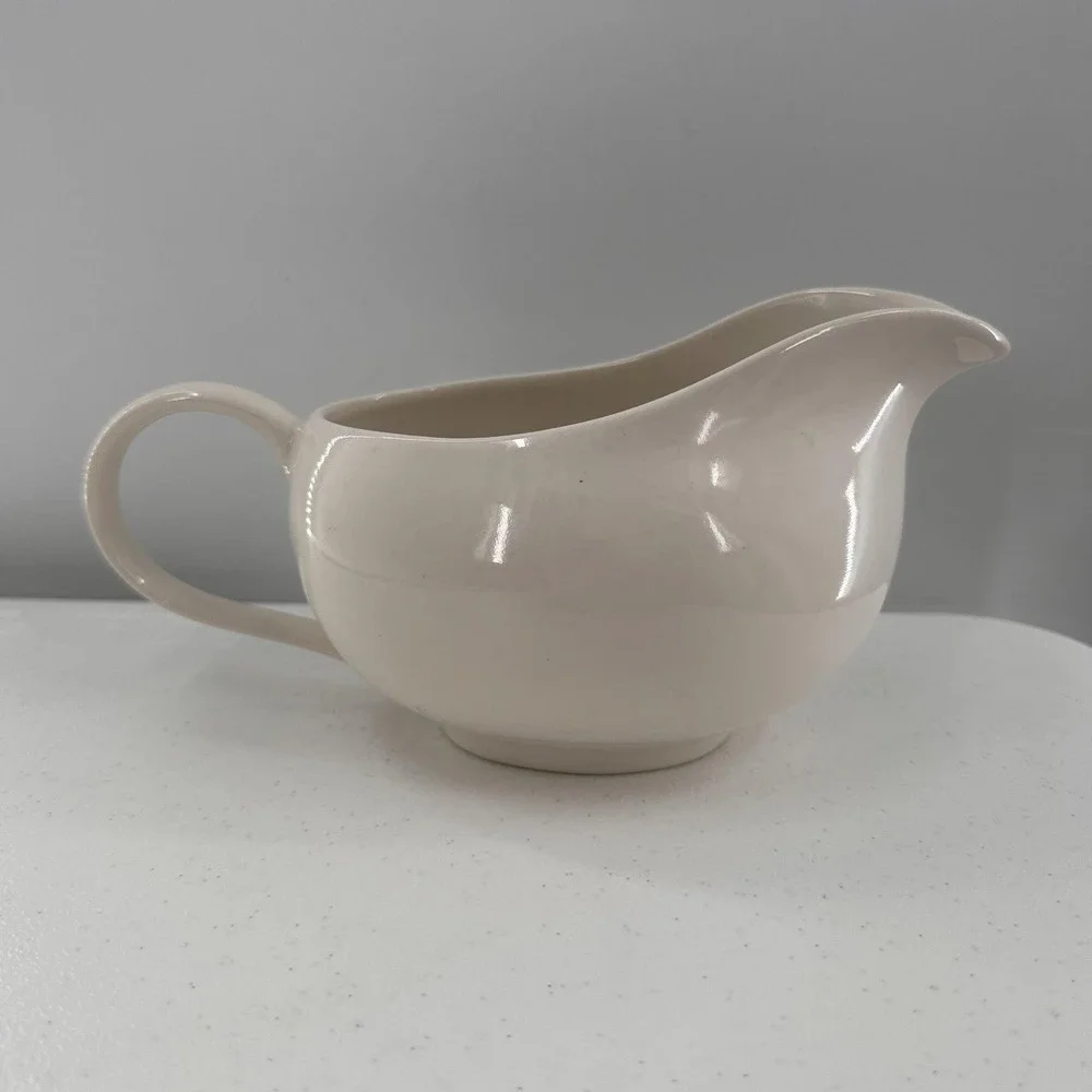 Vintage Pier 1 Ceramic Cream Pitcher Beige Glaze Gravy Sauce Ivory Farmhouse‎